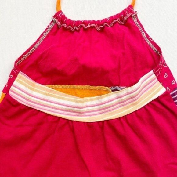 CourtneyCourtney Girls Red Dress 7/8 Sleeveless Halter Colorblock Turtle Hearts - Picture 9 of 10